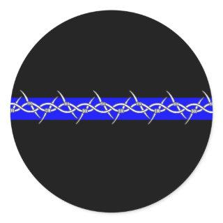 Barbed Blue Line Corrections Classic Round Sticker
