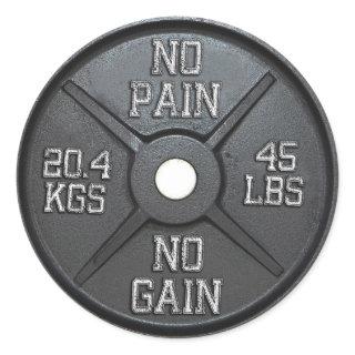Barbell Plate - No Pain No Gain Classic Round Sticker