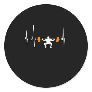 Barbell Weightlifting Heartbeat Bodybuilding Cool Classic Round Sticker