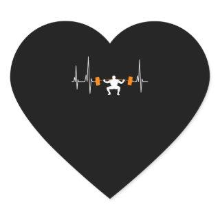 Barbell Weightlifting Heartbeat Bodybuilding Heart Sticker