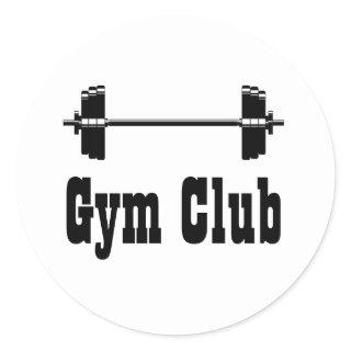Barbell workout gym silhouette classic round sticker