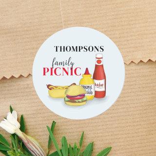 Barbeque Typography Family Reunion Picnic Classic Round Sticker