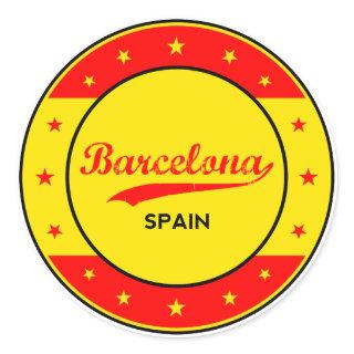 Barcelona design with flag of Spain colors Classic Round Sticker