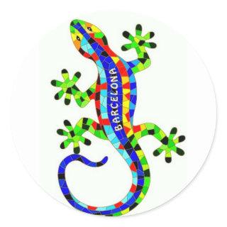 Barcelona lizard classic round sticker