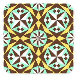 Barcelona tile pattern in yellow, brown and blue square sticker