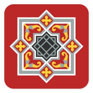 Barcelona tile red octagonal pattern square sticker