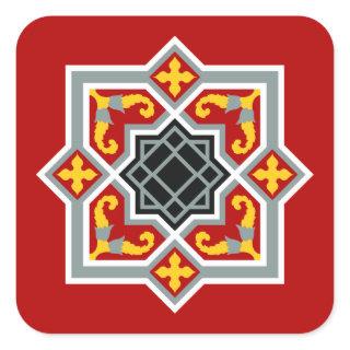 Barcelona tile red octagonal pattern square sticker