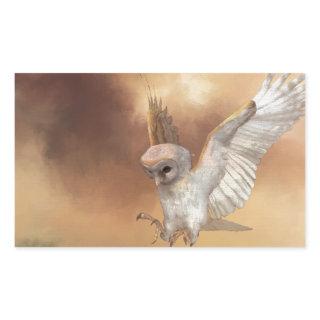 Barn Owl in Flight Digital Painting Rectangular Sticker