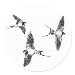 Barn swallows classic round sticker