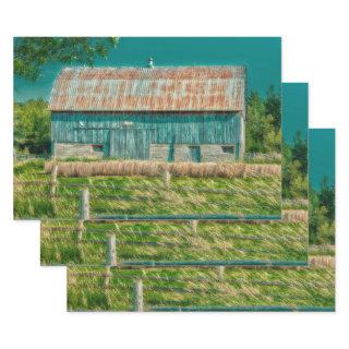 Barn Teal Vintage Country Rustic Farm  Sheets