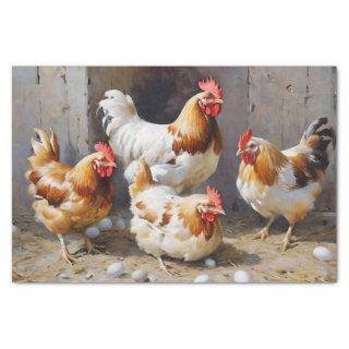 Barn Yard Chickens and Eggs Decoupage Tissue Paper