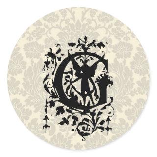 Baroque Monogram G Classic Round Sticker