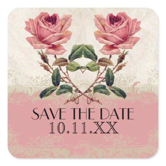Baroque Style Vintage Rose Lace Square Sticker