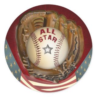 Baseball All Star Classic Round Sticker