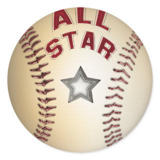 Baseball All Star Classic Round Sticker