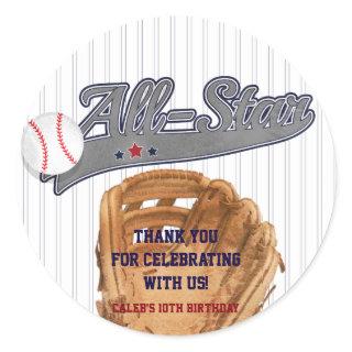 Baseball ALL-STAR Sports Custom Party Favor Classic Round Sticker