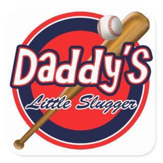 Baseball and Bat Daddy's Little Slugger Square Sticker