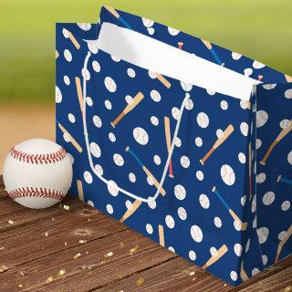 Baseball and Bat Sports Pattern Birthday Large Gift Bag
