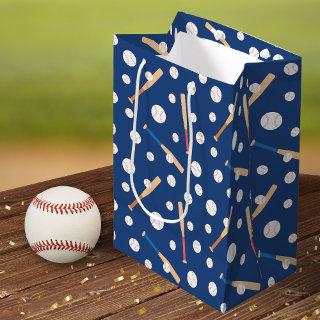 Baseball and Bat Sports Pattern Birthday Medium Gift Bag