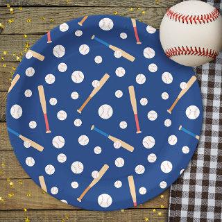 Baseball and Bat Sports Pattern Birthday Party Paper Plates