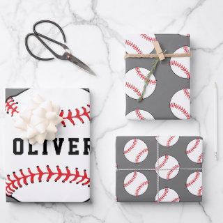 Baseball Ball Grey Pattern Kids Name Birthday   Sheets