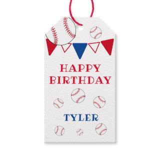 Baseball Balls Bunting Flags Boy Birthday Gift Tags