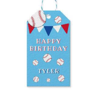 Baseball Balls Bunting Flags Boy Happy Birthday Gift Tags