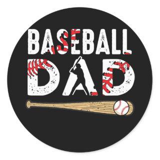 Baseball Dad Baseball Lover For Fathers Day  Classic Round Sticker