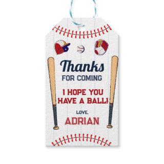 Baseball favor thank you Birthday Gift Tags