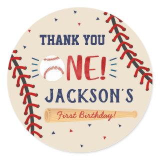 Baseball First 1st Birthday Thank You  Stickers