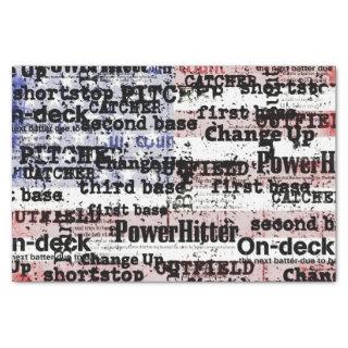 Baseball Glory | Faded Grunge American Flag Words Tissue Paper