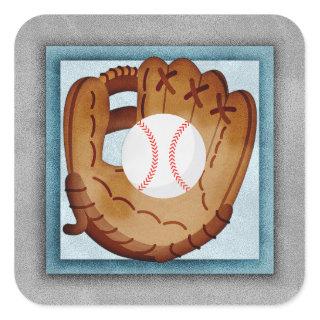 Baseball Glove - Cute Baseball Theme Square Sticker