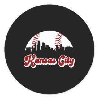 Baseball Kansas City Love Blue Color Royal Skyline Classic Round Sticker