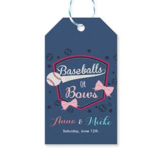 Baseball or bows Gender Reveal Gift Tags