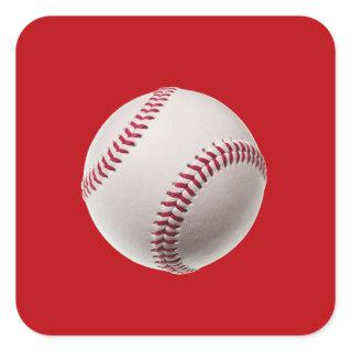 Baseball - Sports Template Baseballs on Red Square Sticker