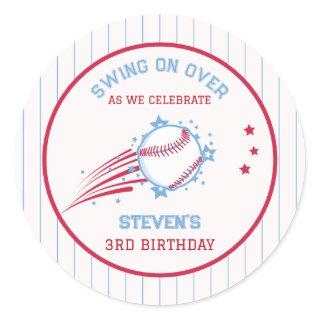 Baseball Sporty Birthday for Kids Classic Round Sticker