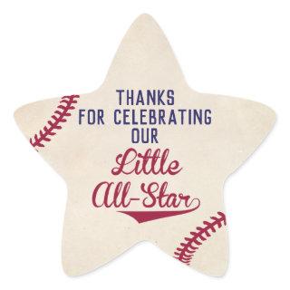 Baseball Themed Baby Shower Star Stickers