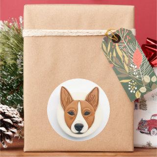 Basenji Dog 3D Inspired Classic Round Sticker