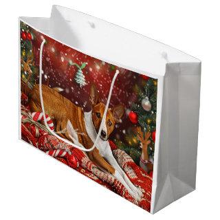 Basenji Dog Christmas Festive  Large Gift Bag