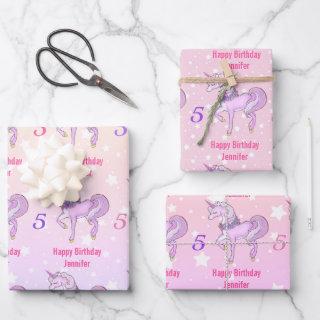 Bashful Unicorn Personalize Name Age Pink Stars 3   Sheets
