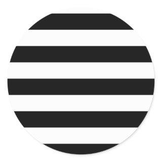 Basic Black and White Stripes Classic Round Sticker