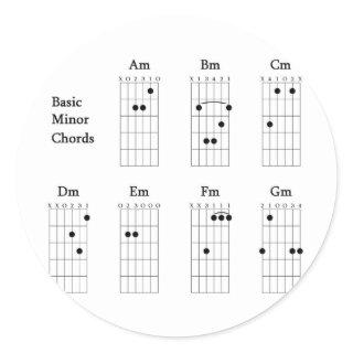 Basic Minor Chords Classic Round Sticker