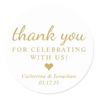Basic Thank You For Celebrating Gold Wedding Favor Classic Round Sticker