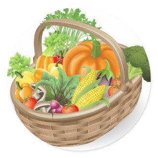 Basket fresh vegetables classic round sticker