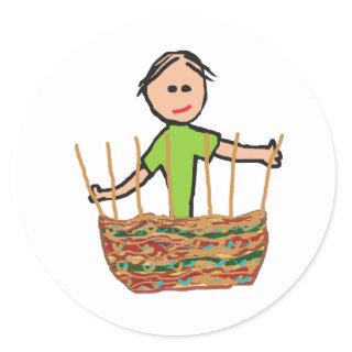 Basket Weaving Classic Round Sticker