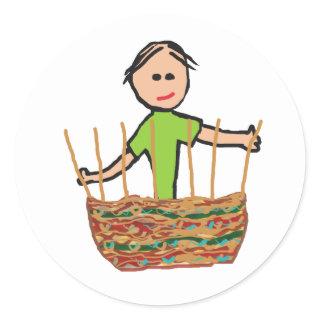 Basket Weaving Classic Round Sticker