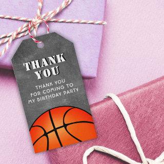Basketball Ball Chalkboard Birthday Thank  Gift Tags