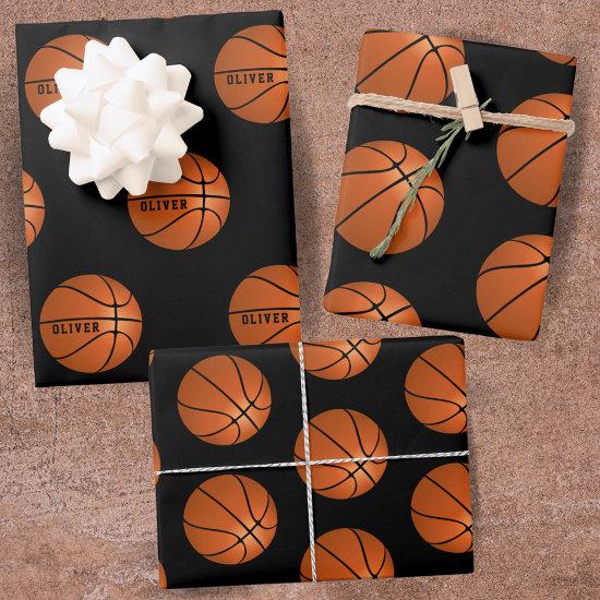 Basketball Ball Pattern Black Kids Name Sports   Sheets