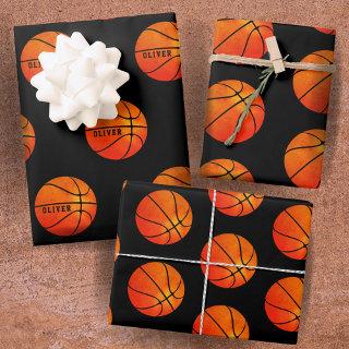 Basketball Ball Pattern Black Kids Name Sports   Sheets