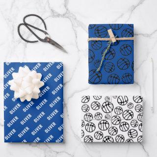 Basketball Ball Pattern Blue Name  Sheets